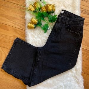 BERSHKA Faded Black Button Fly Culottes Jean